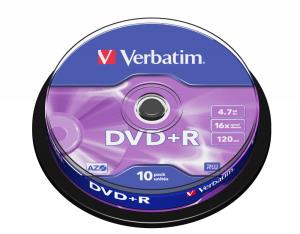 DVD+r Media 4.7GB 16x Matt Silver 10-pk With Spindle