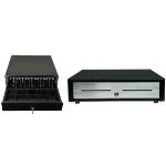 Cash Drawer, Black, Stainless Steel, 410mm x 415mm, Printer Driven, 8Note - 8Coin, Cable Included