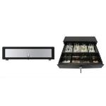 Cash Drawer, Black, Stainless Steel, 350mm x 405mm, Printer Driven, 4Note - 8Coin, Cable Included