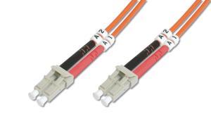 Fiber Optic Patch Cord, LC to LC Multimode OM4 - 50/125 , Duplex, color RAL4003, Length 10m