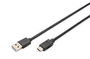 ASSMANN USB Type-C connection cable, type C to A M/M, 4m, 3A, 480MB, 2.0 Version, black