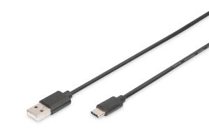 ASSMANN USB Type-C connection cable, type C to A M/M, 2m 3A, 480MB, 2.0 Version, black
