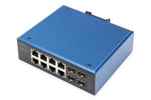 Industrial 8 +4-Port Gigabit Ethernet Switch 8xGE RJ45 + 2 SFP+ Port