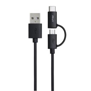 USB A to C 2.0 2in1 1M Black Cable 1m