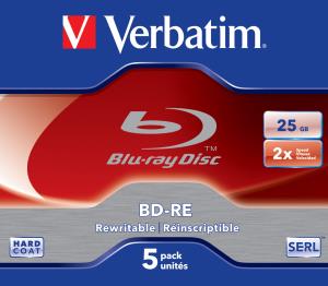Bluray Disk Rewritable 25GB 135min 2x 5-pk Jewel Case