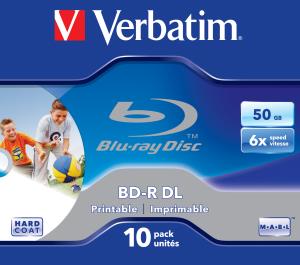 Bluray Disk Dual Layer 50GB 6x Wide Printable Jewel Case 10-pk