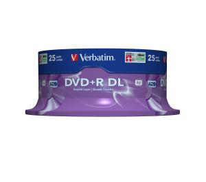 DVD+r Media 8.5GB 8x Double Layer Matt Silver Spindle 25-pk