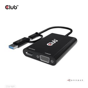 Csv-1611 USB Gen1 Type-c/-a To Dual Hdmi (4k/30hz) / Vga (1080/60hz)