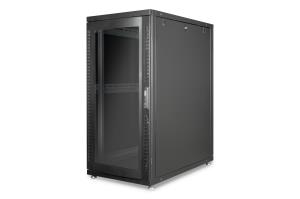 26U server cabinet 1260x600x1000 mm, color black (RAL 9005), glass door