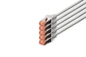 Patch cable - CAT6 - S/FTP - Snagless - Cu - 15m - grey - 5pk