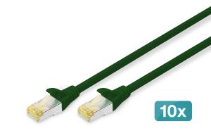 Patch cable - CAT6a - S/FTP - Snagless -  1m - green - 10pk