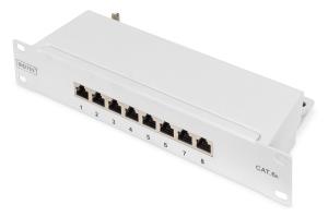 Patch Panel CAT6A shielded,12-Port 1U, 10in rack mount,grey RAL 7035