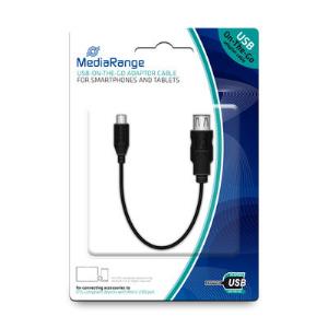 On-the-go Adaptor Cable, USB 2.0 Socket/micro USB 2.0 Plug, 20cm Black