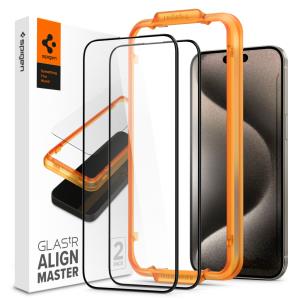 Screen Protector For iPhone 15 Pro Max 6.7in Glas.tR AlignMaster FC Black (2P)